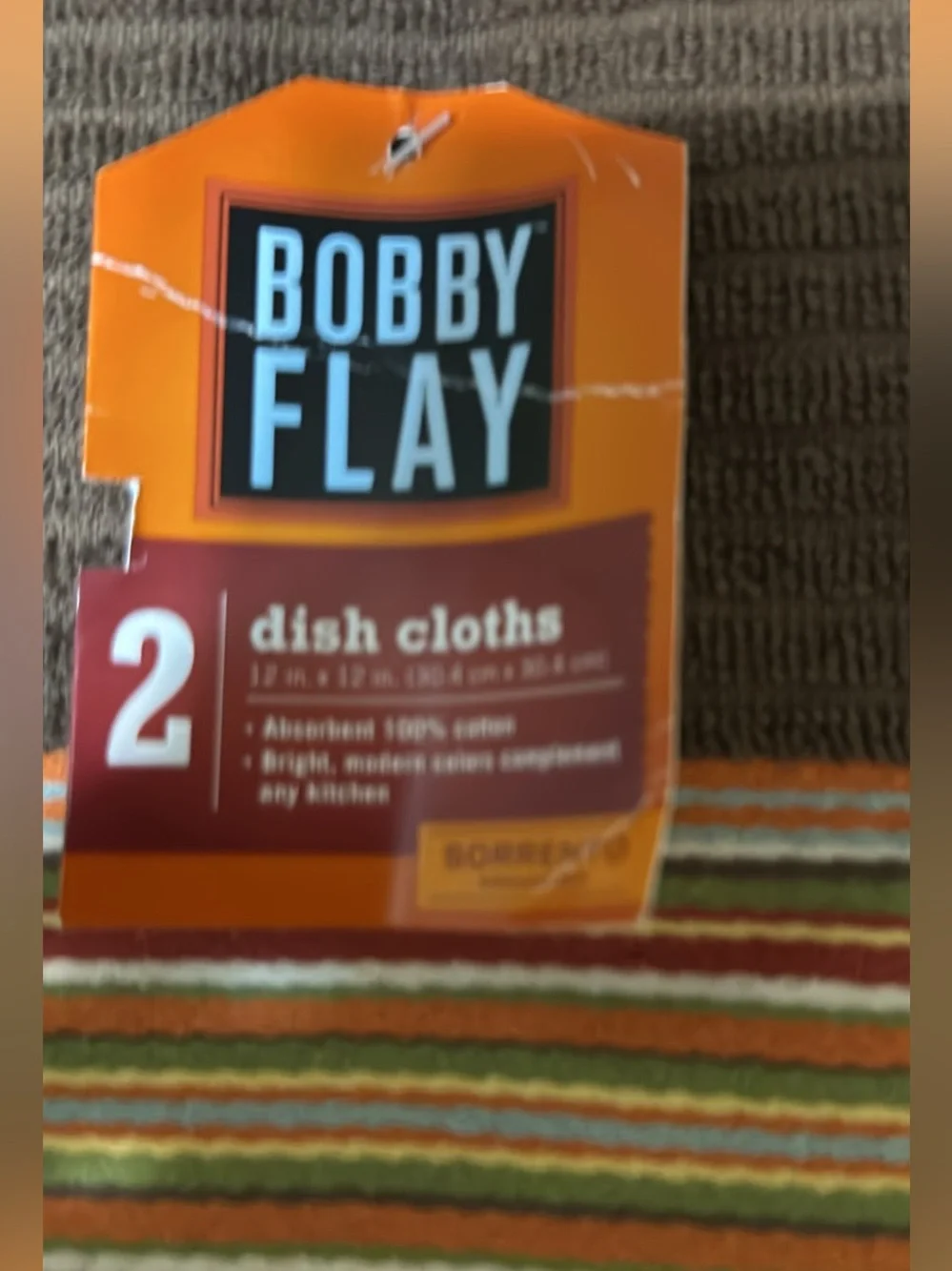 Bobby Flay Sorrento Collection Brown Striped Kitchen Towels/ Dishcloths Set (NWT